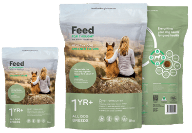 Sustainable dog food, 1kg and 5kg packaging